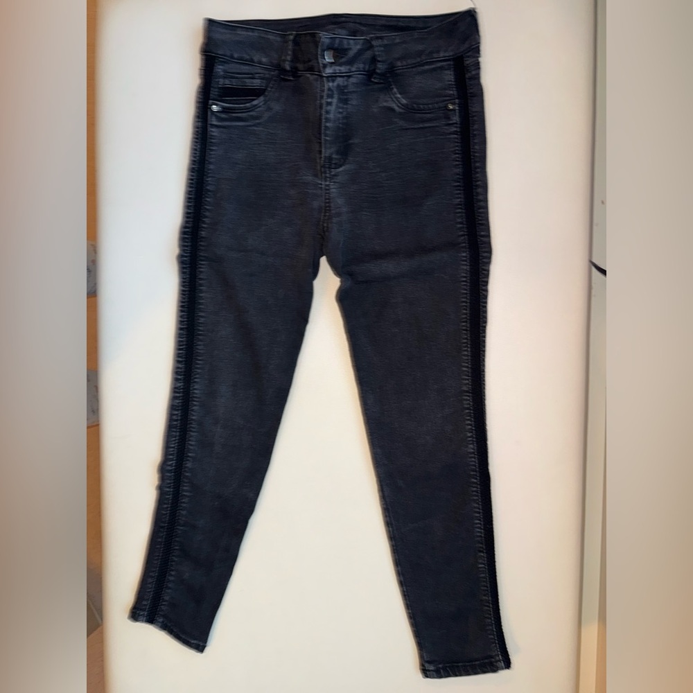 Colombian High-Rise Black Skinny Jeans with Side Seam Detail